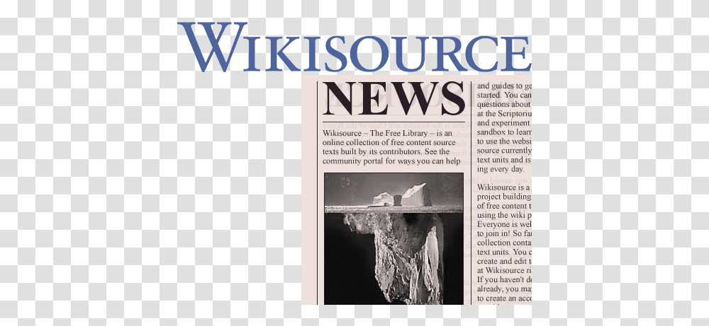 Filewikisource Newspaperpng Wikimedia Commons Iceberg, Text, Flyer, Poster, Advertisement Transparent Png