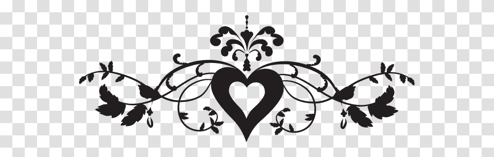 Filigree Borders Heart Design Clipart Black And White, Stencil, Floral Design, Pattern Transparent Png