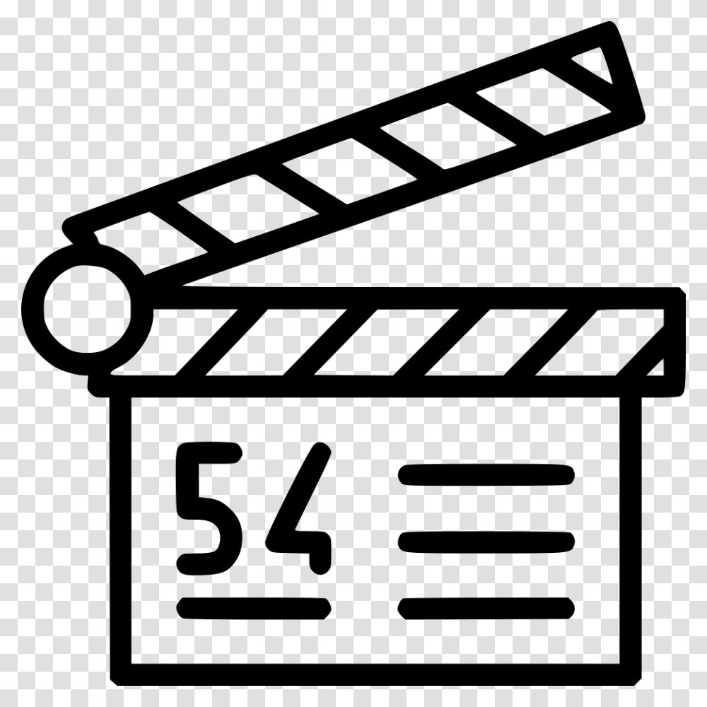 Film Clapper Movie Action Thing Outline, Number, Stencil Transparent Png