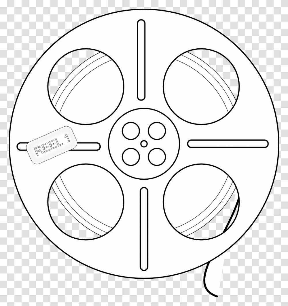 Film Tape Reel Black White Line Art 555px White Film Wheel Transparent Png