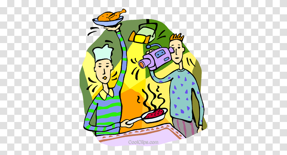 Filming A Cooking Show Royalty Free Vector Clip Art Illustration, Washing, Chef, Drawing, Cleaning Transparent Png