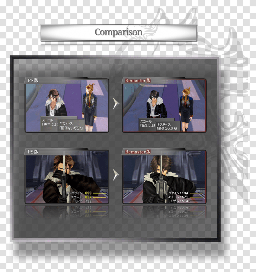 Final Fantasy 8 Vs Remaster, Person, Collage, Poster, Advertisement Transparent Png