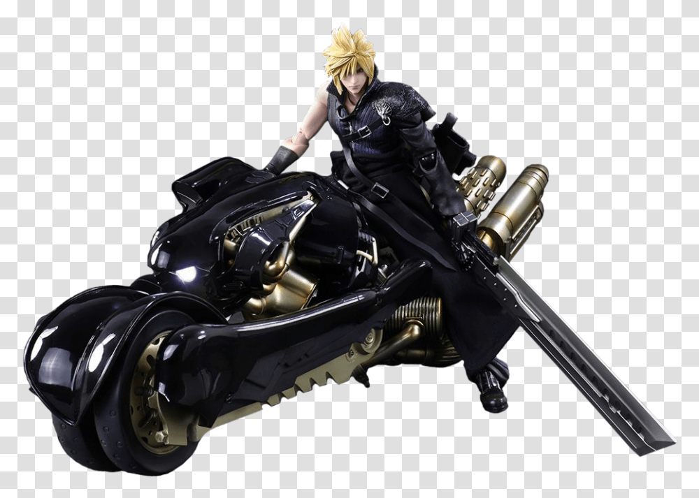 Final Fantasy Cloud Figure, Motorcycle, Vehicle, Transportation, Person Transparent Png