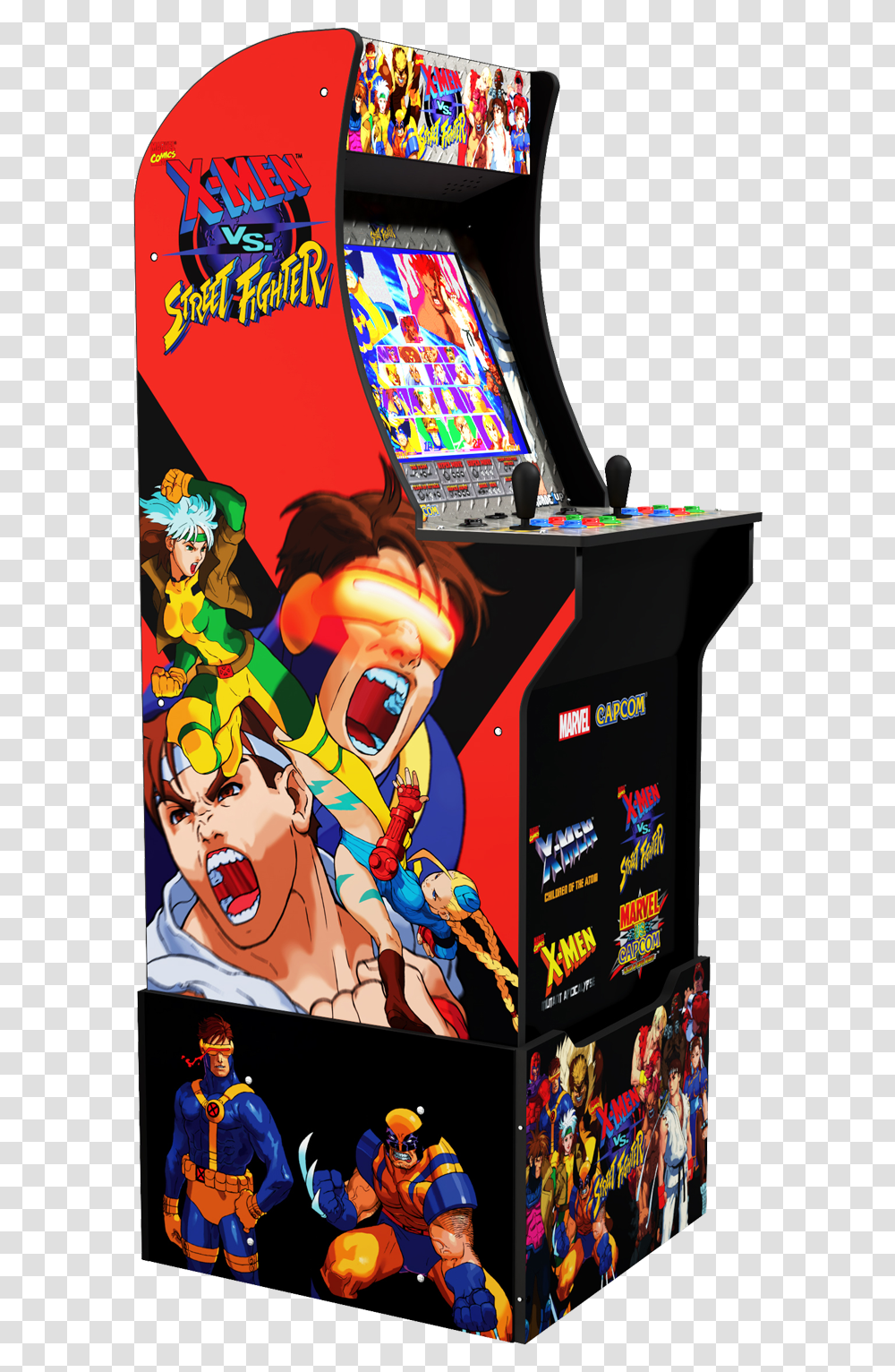 Final Fight Arcade Cabinet X Men Vs Street Fighter Arcade1up, Arcade Game Machine, Person, Human Transparent Png