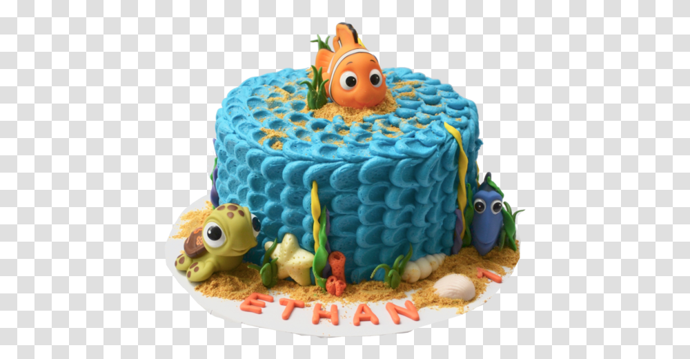 Finding Nemo Chocolate Cake With Blue Icing Orange Finding Nemo Cake, Dessert, Food, Birthday Cake, Animal Transparent Png