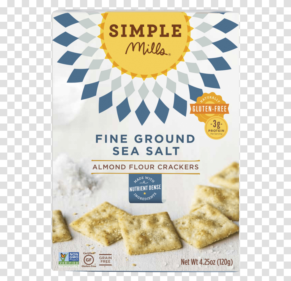 Fine Ground Sea Salt Almond Flour Crackers Simple Mills Almond Crackers, Bread, Food, Advertisement, Poster Transparent Png