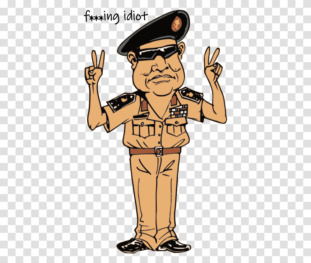 Fing Idiot Sissi Egypte Caricature, Person, Sunglasses, Hand, Military Uniform Transparent Png