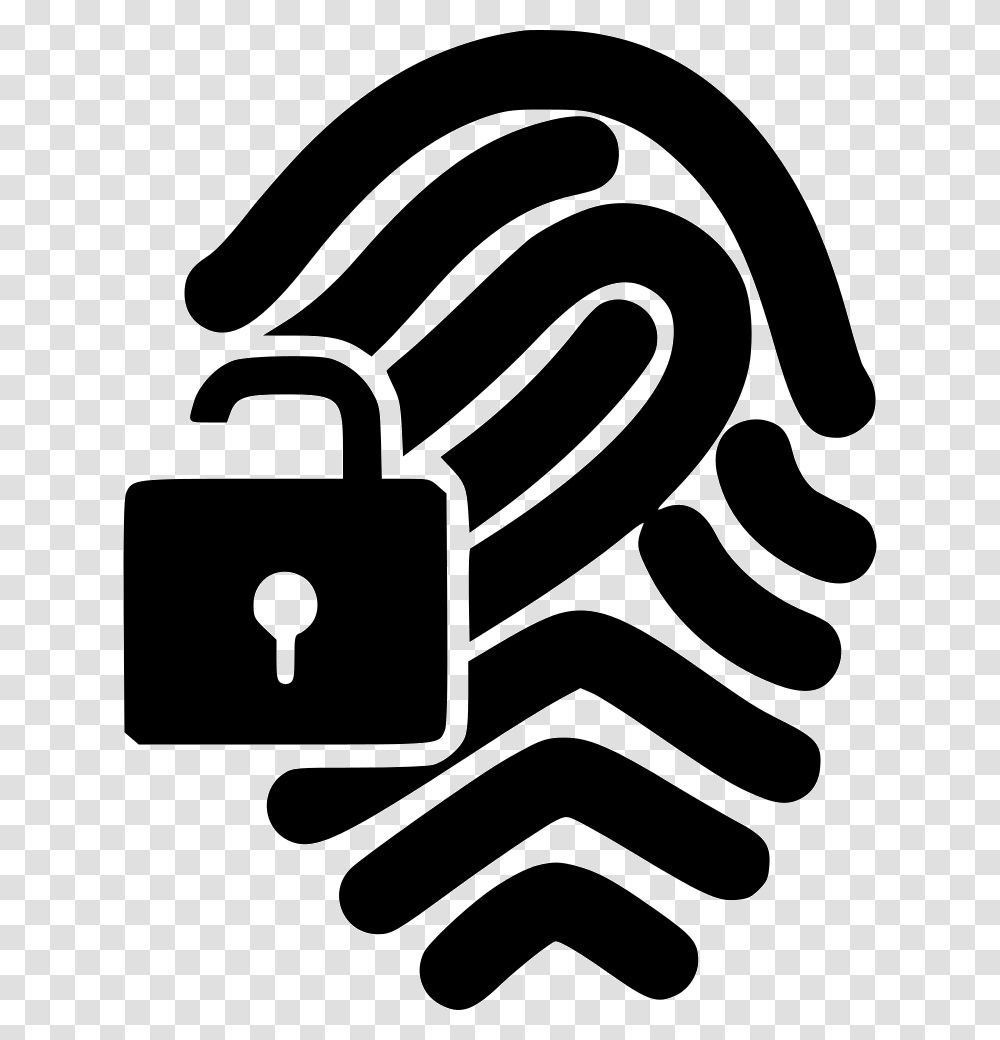 Fingerprint Lock Icon, Security, Stencil Transparent Png