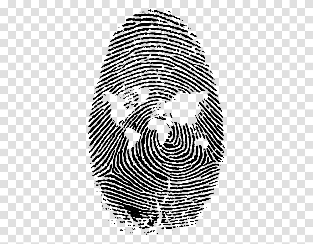 Fingerprint World Map Swirls Pattern Unique Id Background Fingerprint, Gray Transparent Png