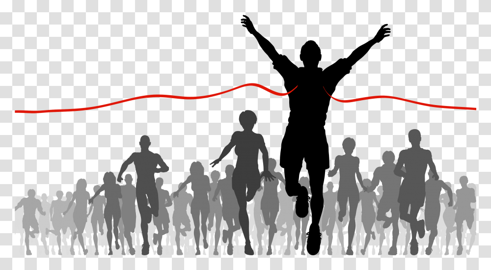 Finish Line Image Race Finish, Person, Human, Crowd, People Transparent Png