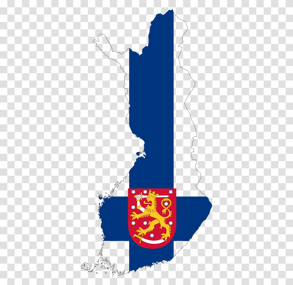 Finland Map Flag With Stroke And Coat Of Arms Map Of Finland, Poster, Advertisement Transparent Png