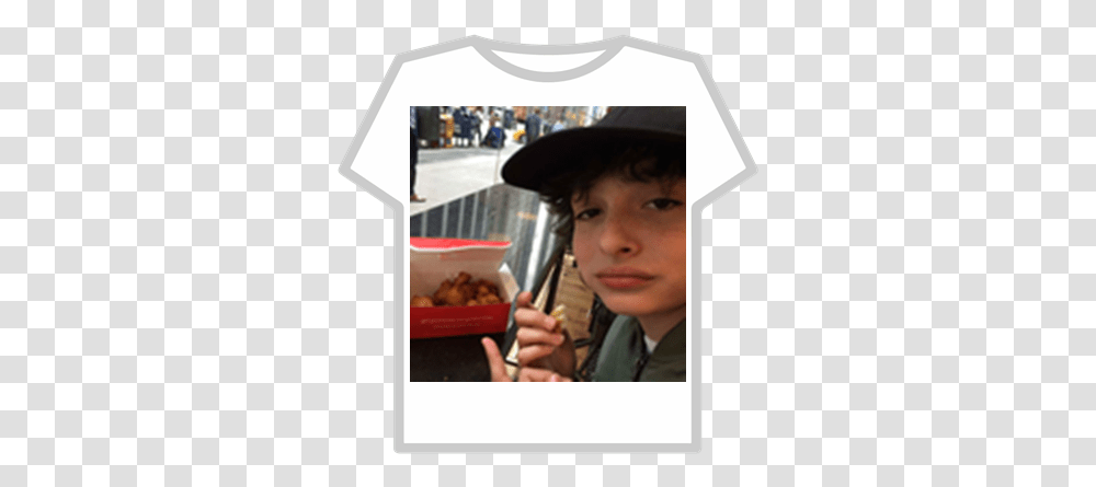 Finn Wolfhard Eating Chicken Roblox Finn Wolfhard Cute Selfies, Clothing, Person, Poster, Advertisement Transparent Png