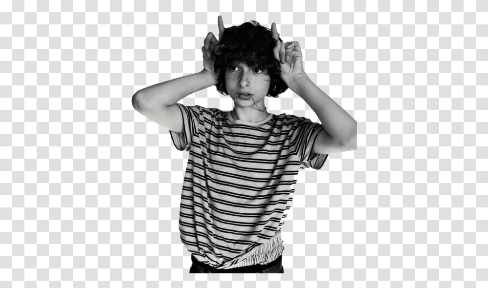 Finn Wolfhard Hd Image Finn Wolfhard Black And White, Sleeve, Person, Face Transparent Png