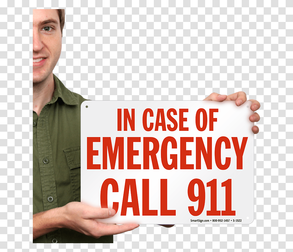 Fire And Emergency Sign In Case Of Call 911 Smart Casual, Person, Human, Hand, Finger Transparent Png
