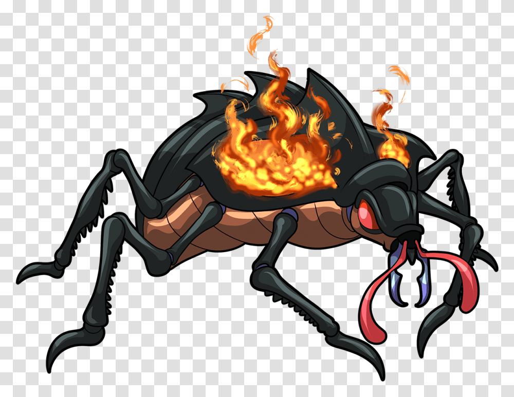 Fire Beetle Common Monster Card Syedshakil Steem Cartoon, Invertebrate, Animal, Flame, Insect Transparent Png