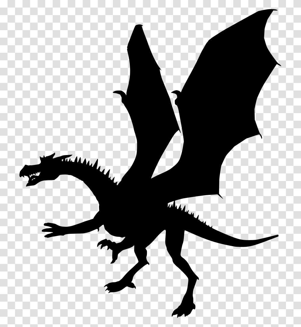 Fire Breathing Dragon Silhouette Download Dragon Clipart, Gray, World Of Warcraft Transparent Png