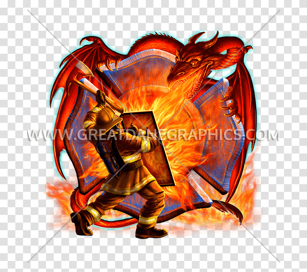 Fire Dragon Production Ready Artwork For T Shirt Printing Fireman Dragon, Modern Art, Person, Human, Flame Transparent Png