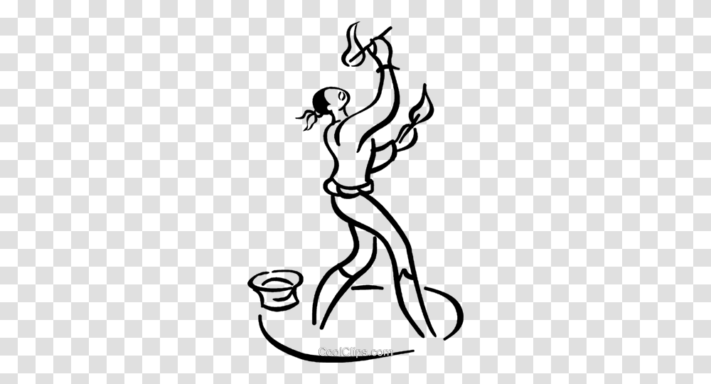 Fire Eater Royalty Free Vector Clip Art Illustration, Drawing, Stencil, Silhouette Transparent Png