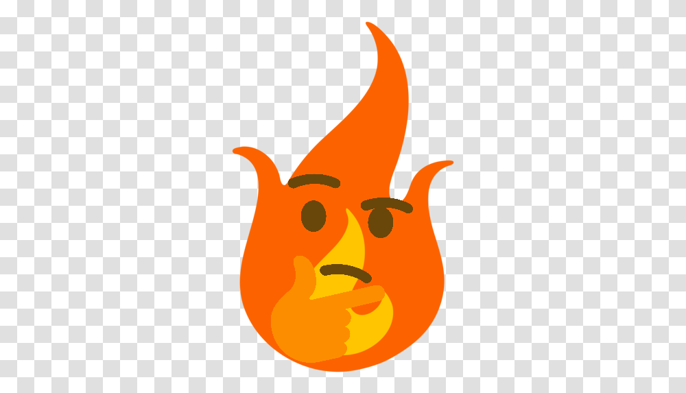 Fire Emoji With Thinking Face Clip Art, Plant, Pumpkin, Vegetable, Food Transparent Png