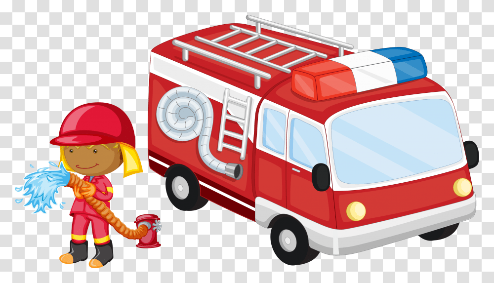 Fire Engine Cartoon, Fire Truck, Vehicle, Transportation, Person Transparent Png
