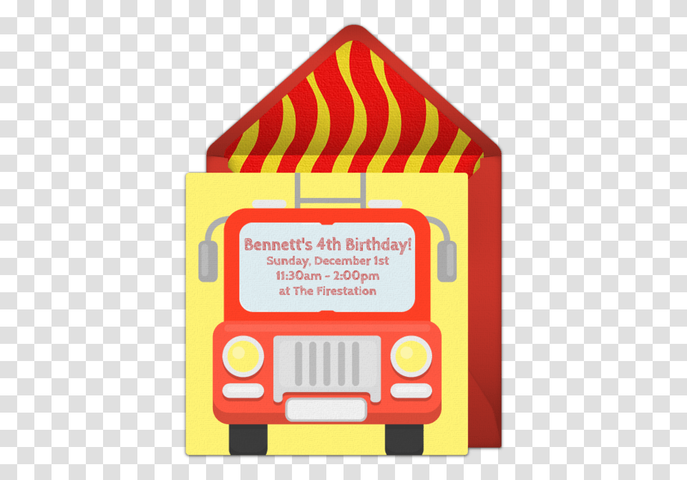 Fire Engine Front View Clipart Cartoon Style, Paper Transparent Png