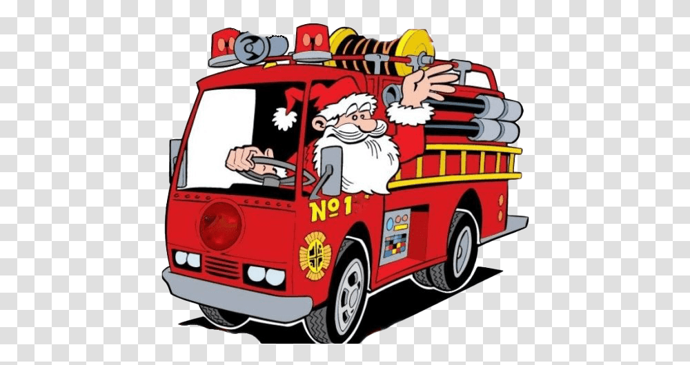 Fire Engine Image Santa On A Fire Truck, Vehicle, Transportation Transparent Png