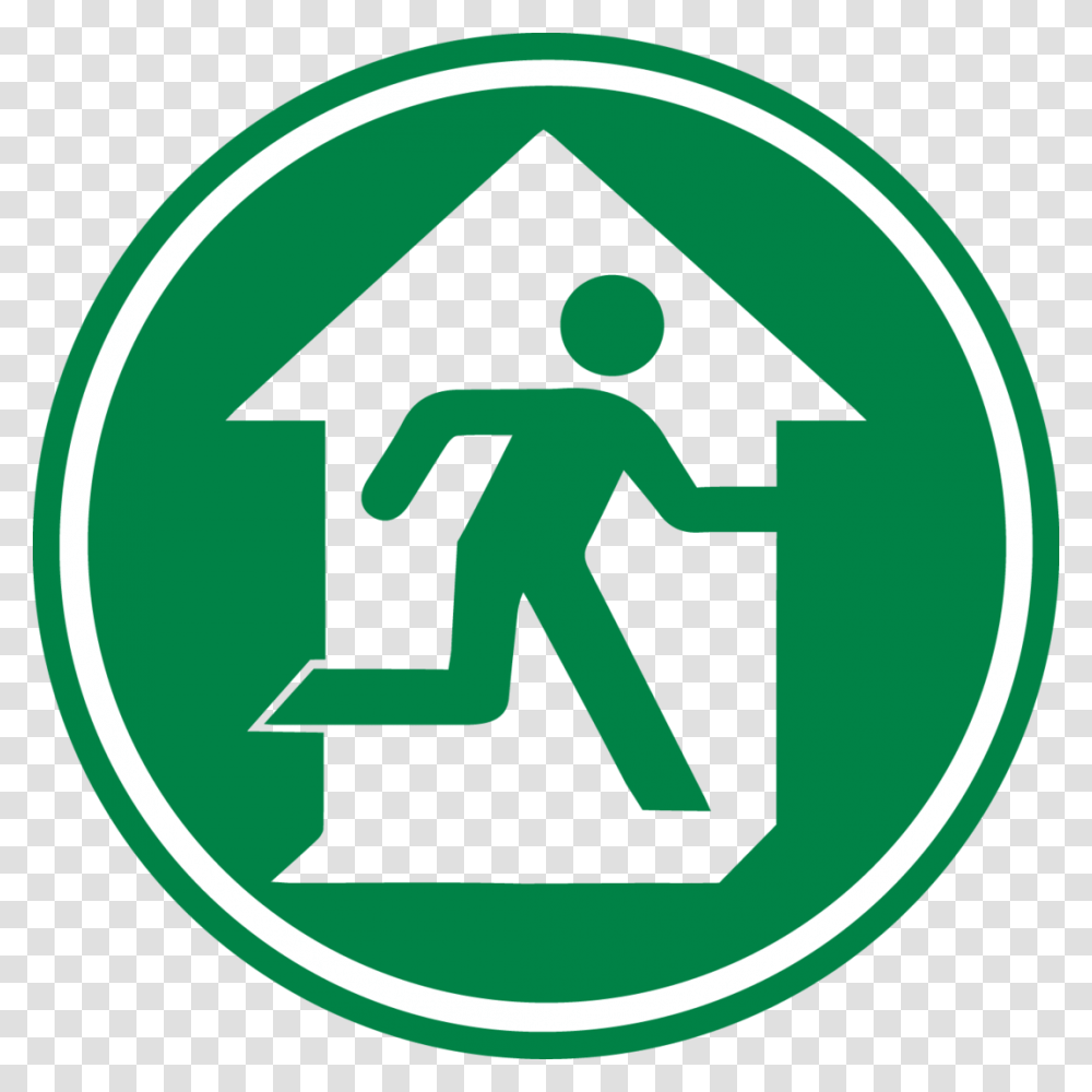 Fire Exit Symbol Floor Sign Fire Exit Only Sign, Recycling Symbol, Pedestrian Transparent Png