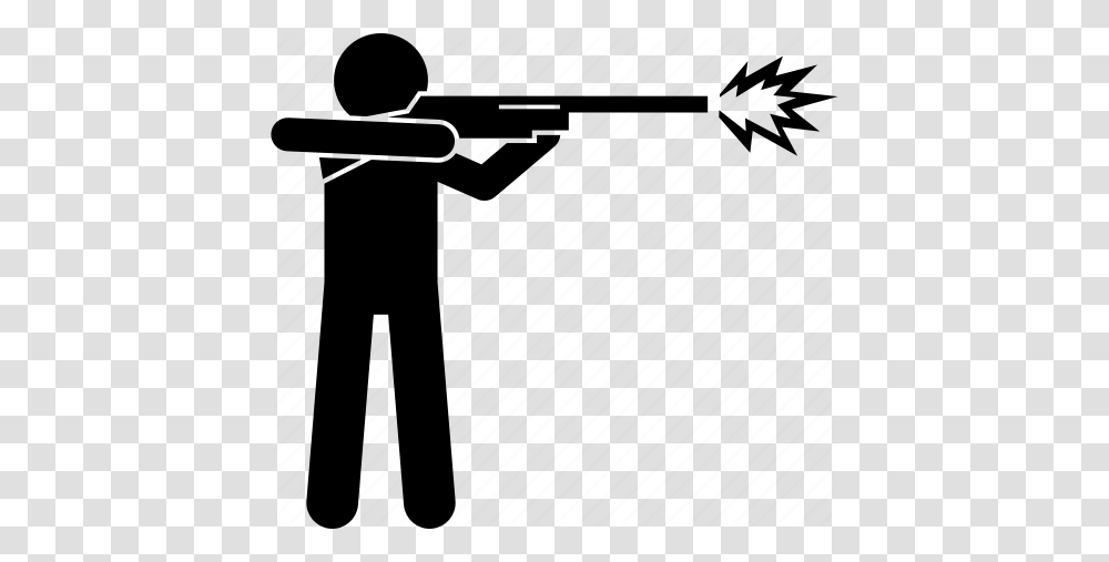 Fire Firing Man People Person Shoot Shotgun Icon, Piano, Leisure Activities, Musical Instrument, Silhouette Transparent Png