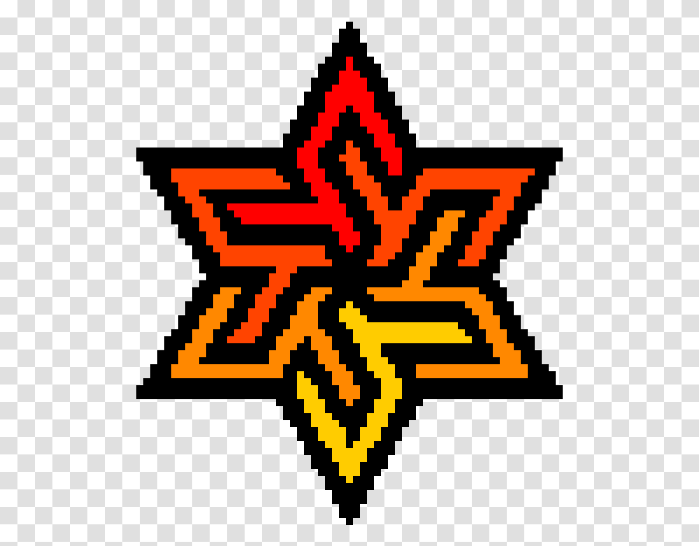 Fire Flower Example Of Pixel Art Full Size Download Rainbow Star Pixel, Cross, Symbol, Number, Text Transparent Png