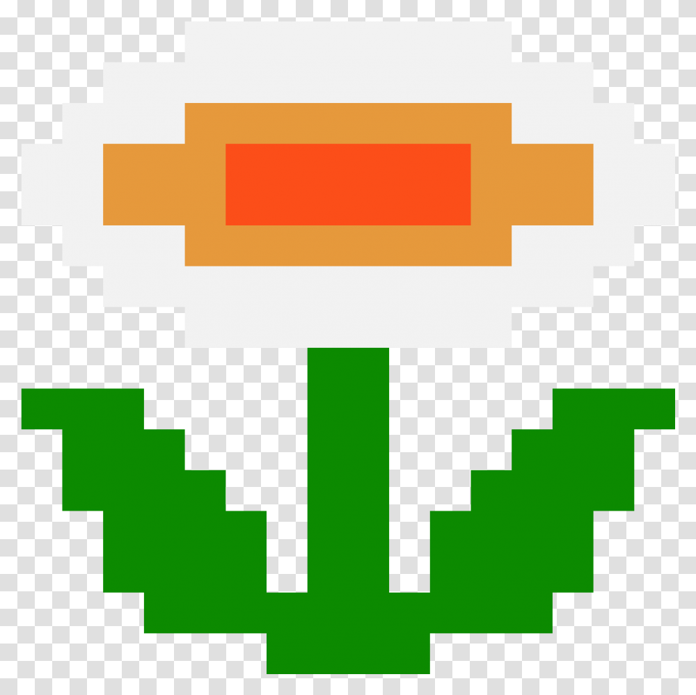 Fire Flower Flower Super Mario Bros, Text, Symbol, First Aid, Pattern Transparent Png