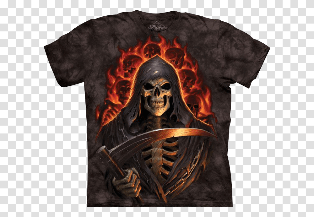 Fire Grim Reaper T Shirt Walmart Grim Reaper Shirt, Apparel, Person, Human Transparent Png
