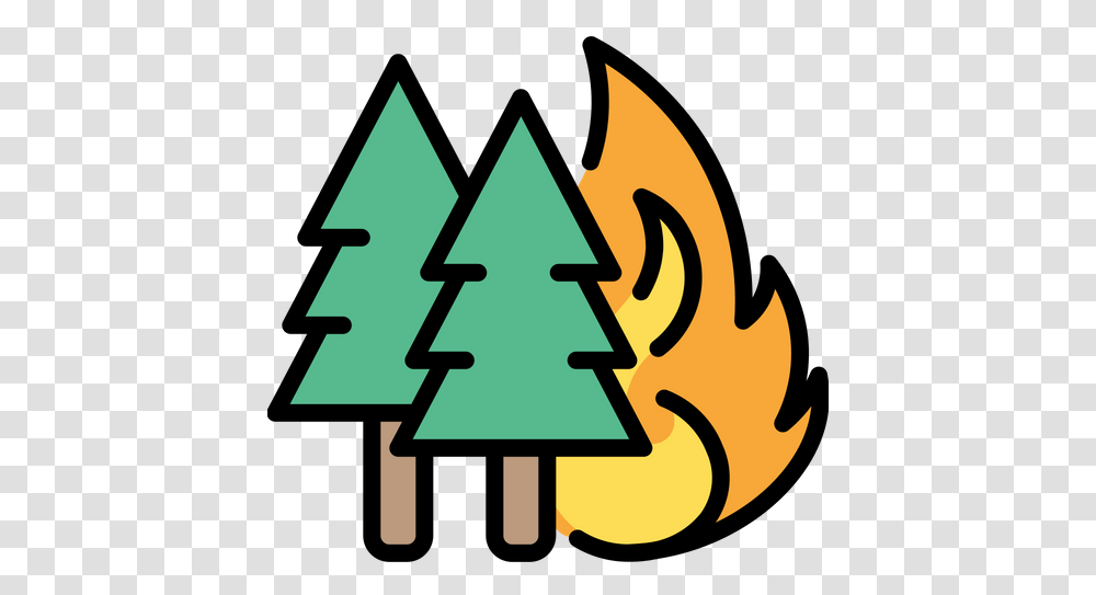 Fire In Forest Icon Of Colored Outline Style Available In Free Forest Fire Icon, Tree, Plant, Symbol, Star Symbol Transparent Png