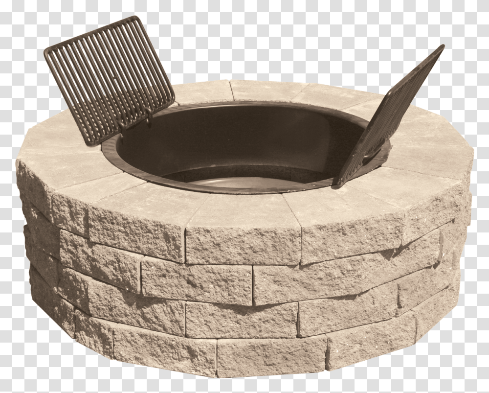 Fire Pit Image With No Background Nicolock Serafina Travertine Fire Pit, Tub, Jacuzzi, Sink Faucet, Water Transparent Png