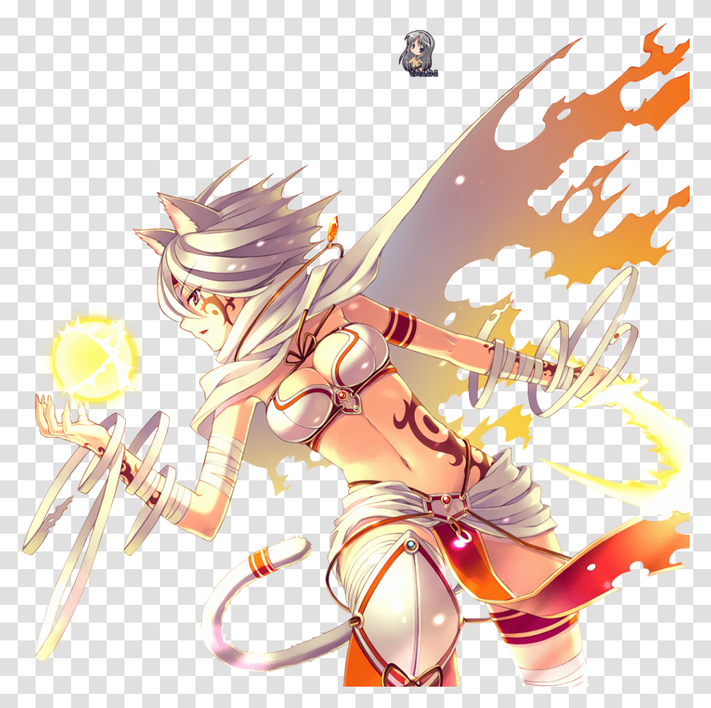 Fire Render Anime Girl White Hair Fights, Person, Human, Art, Graphics Transparent Png