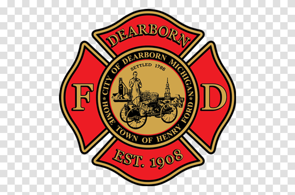 Fire Shield Red Gold600 City Of Dearborn, Logo, Trademark, Badge Transparent Png