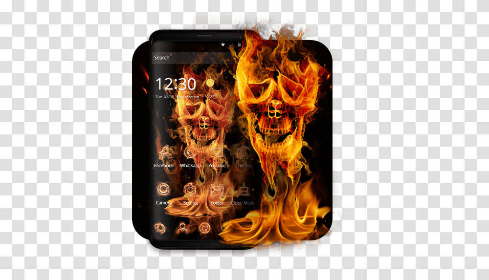 Fire Skull Fantastic Theme Smartphone, Bonfire, Flame, Electronics, Mobile Phone Transparent Png
