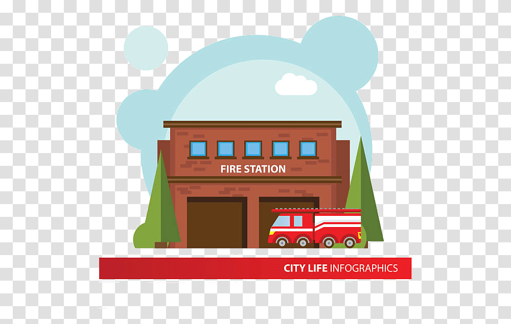 Fire Station Clipart 11 Fire Station City Clipart, Transportation, Vehicle, Outdoors, Urban Transparent Png