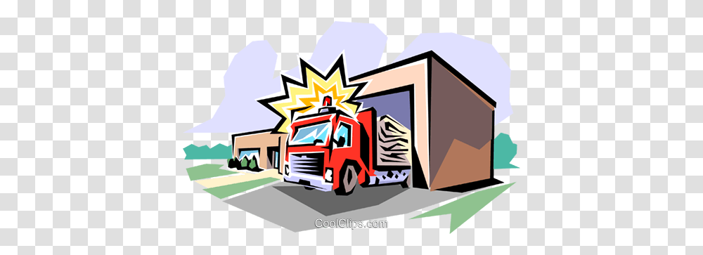 Fire Station Royalty Free Vector Clip Art Illustration, Transportation, Vehicle, Van, Truck Transparent Png