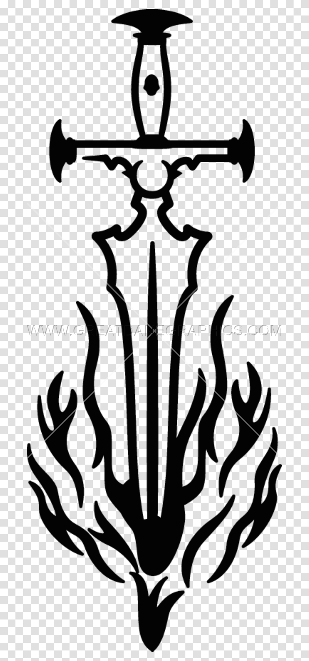 Fire Sword Black And White, Plant, Cross Transparent Png