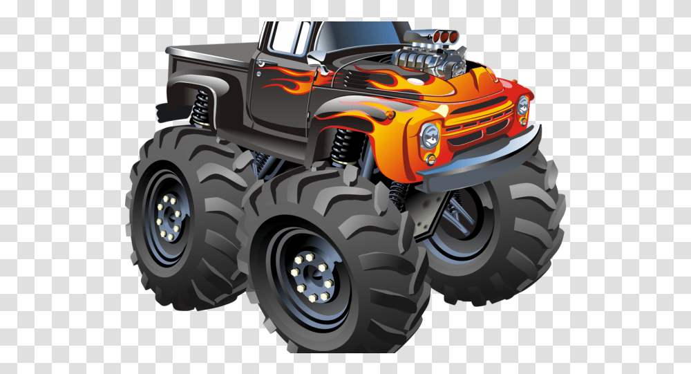 Fire Truck Clipart Monster Cartoon Monster Truck Background, Vehicle, Transportation, Atv, Wheel Transparent Png