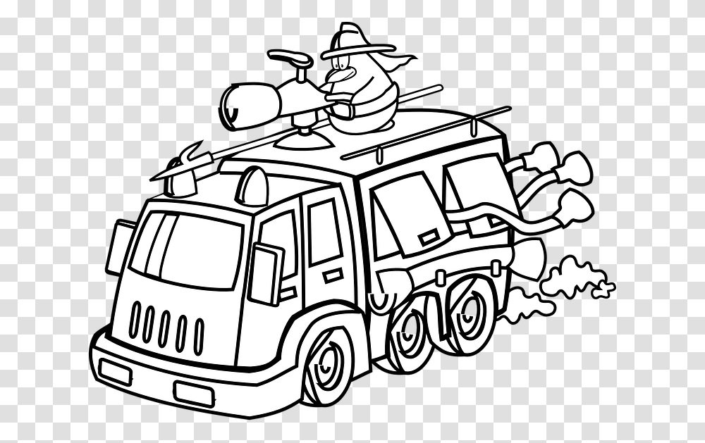 Fire Truck Clipart Outline Fire Station Clip Art, Vehicle, Transportation, Lawn Mower, Tool Transparent Png