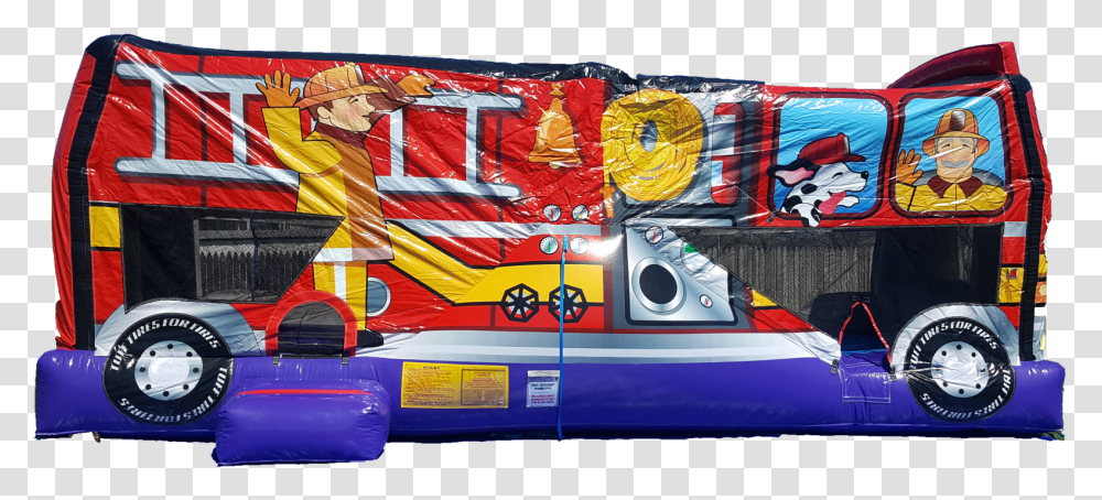 Fire Truck Combo Inflatable, Mural, Painting, Vehicle Transparent Png