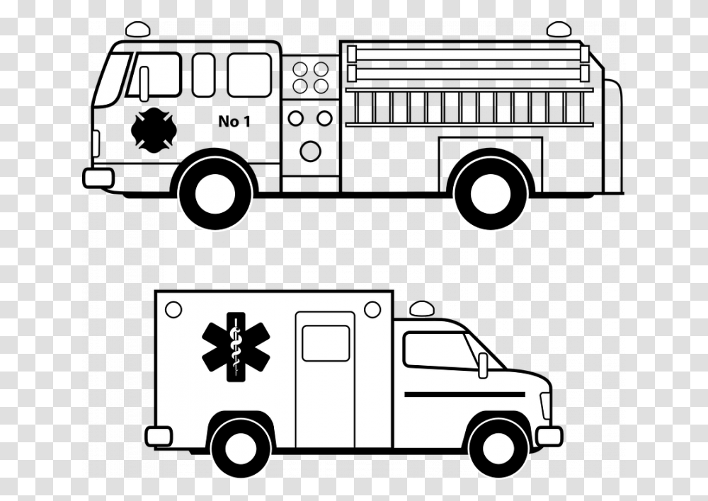 Fire Truck Vector Free Ambulance Emergency Fire Free Outline Fire Truck Clipart, Van, Vehicle, Transportation Transparent Png