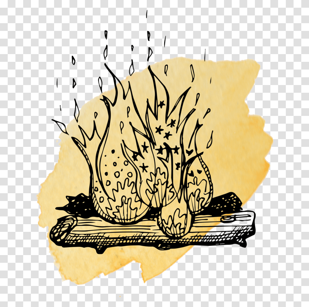 Fire With Yellow Splash Compressed Illustration, Tiger, Label, Rock Transparent Png