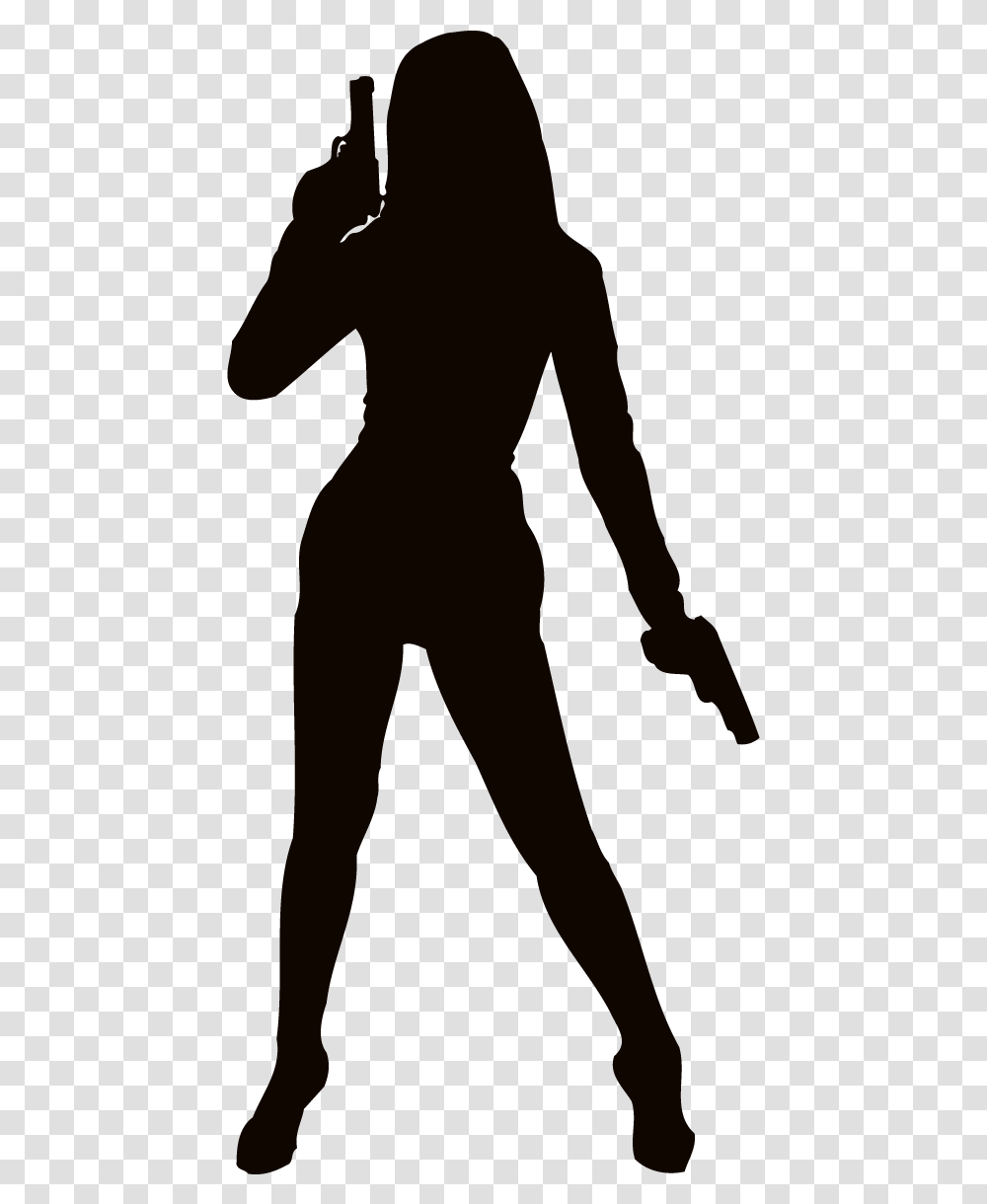Firearm Woman Weapon Silhouette Clip Art Girl With Gun Silhouette, Person, Back, Leisure Activities, Female Transparent Png