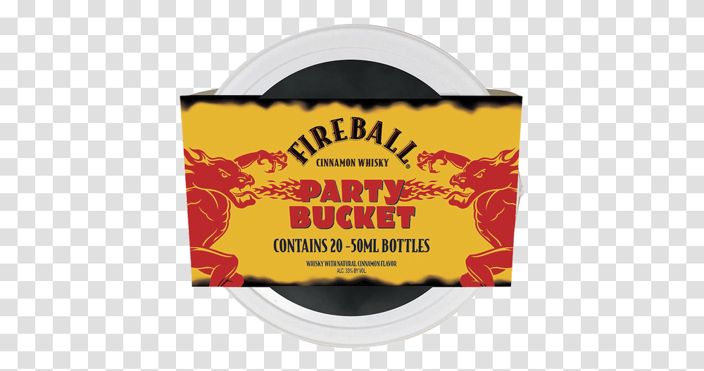 Fireball Cinnamon Whisky Party Bucket Fireball Whiskey, Label, Text, Food, Paper Transparent Png