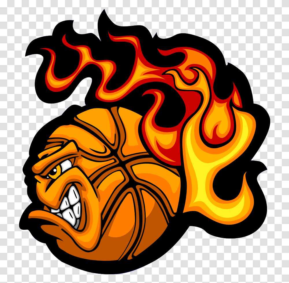 Fireball Flaming Basketball Logo Clipart Full Size Basketball Logo Fire Ball, Flame, Halloween, Painting, Bonfire Transparent Png