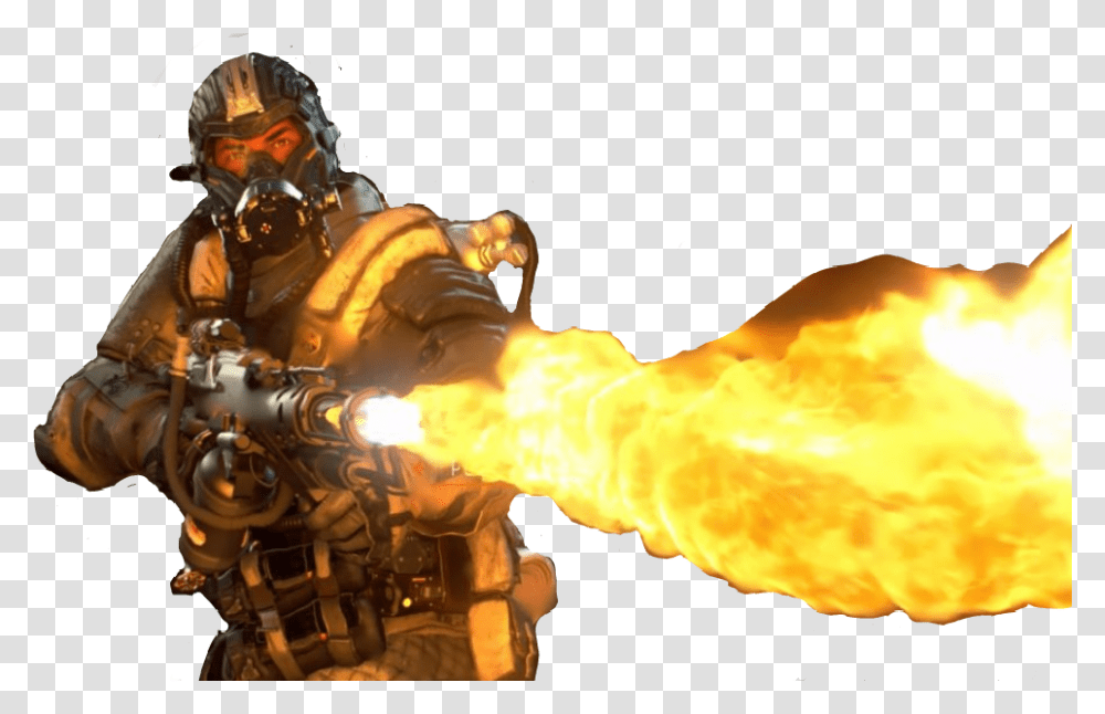 Firebreak Cod Cod4 Flamethrower Pc Game, Helmet, Apparel, Person Transparent Png