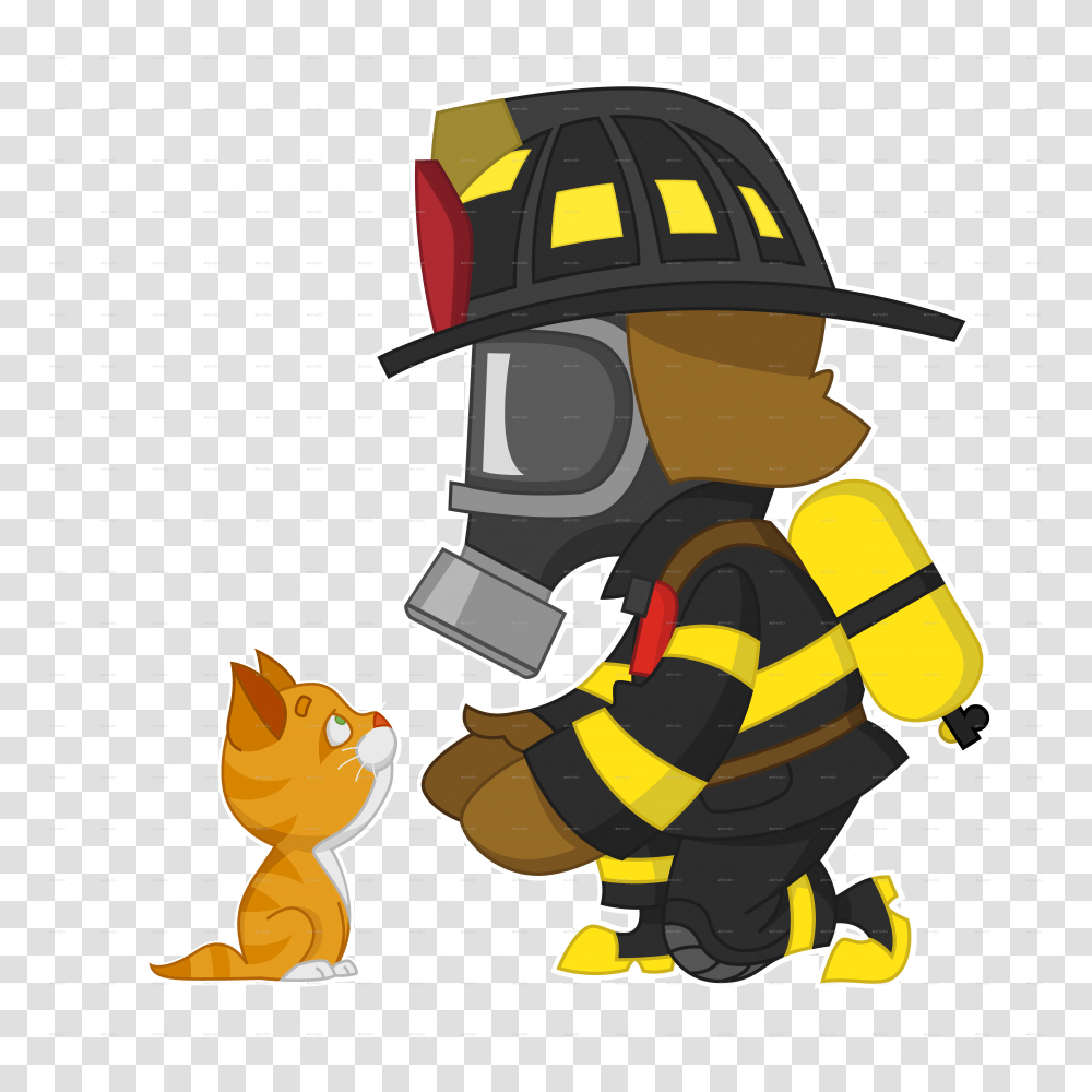 Firefighter And Kitten Firefighter And Kitten Firefighter, Fireman, Helmet, Apparel Transparent Png