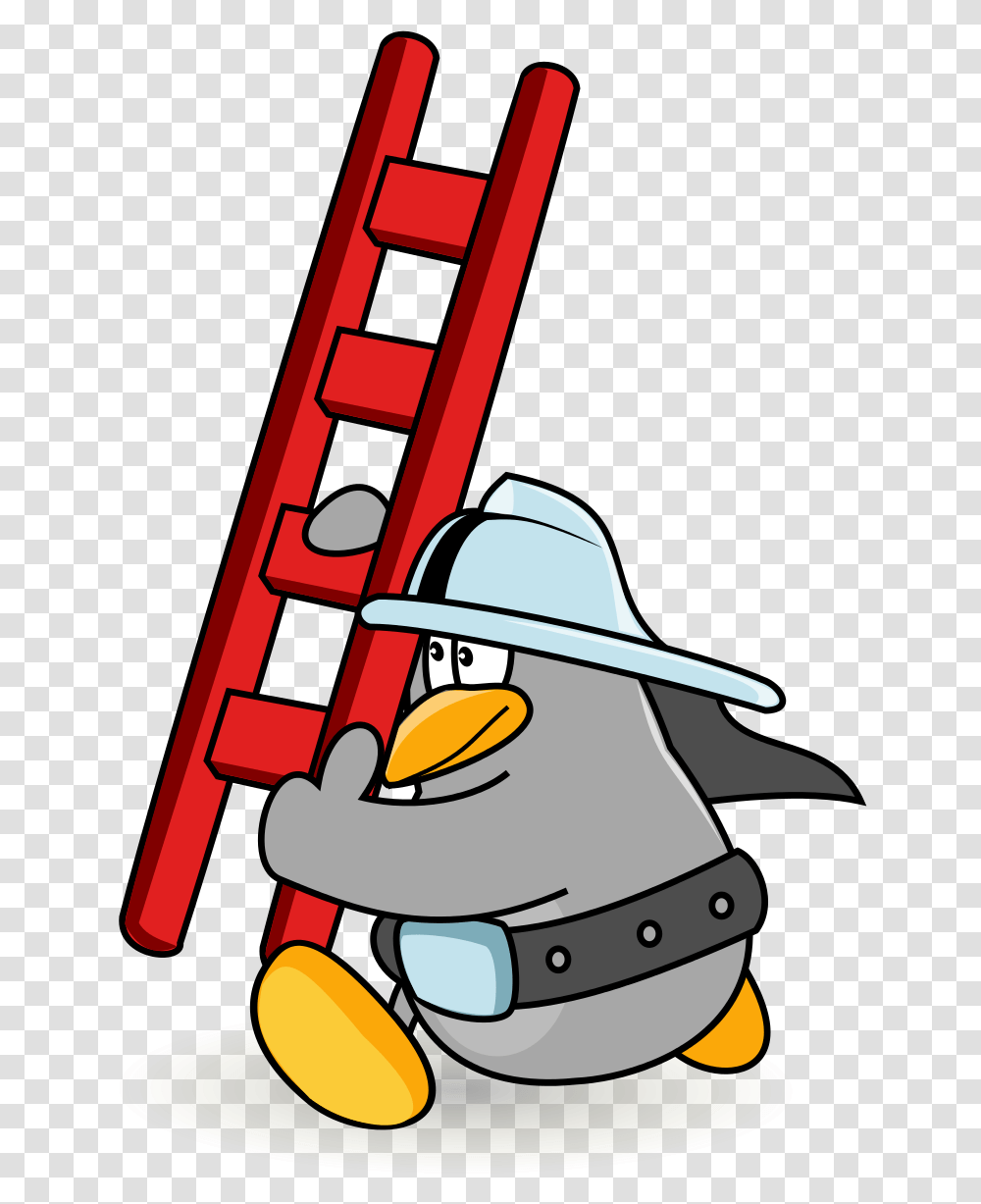 Firefighter Cartoon Ladder Clipart Download Cartoon Ladder, Fireman, Helmet, Apparel Transparent Png